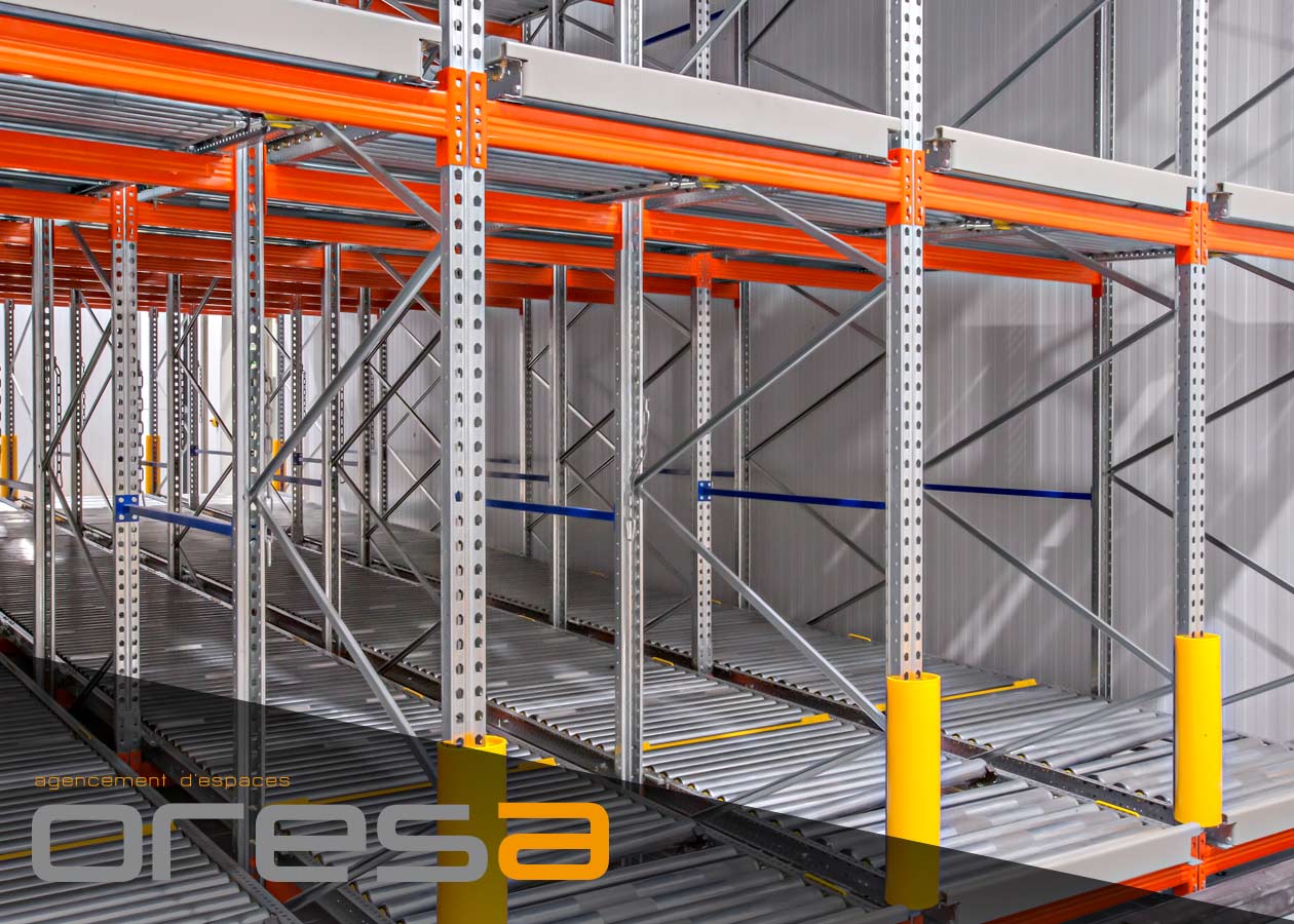 Rayonnage dynamique à palettes - Rayonnage lourd - Stockage - Oresa