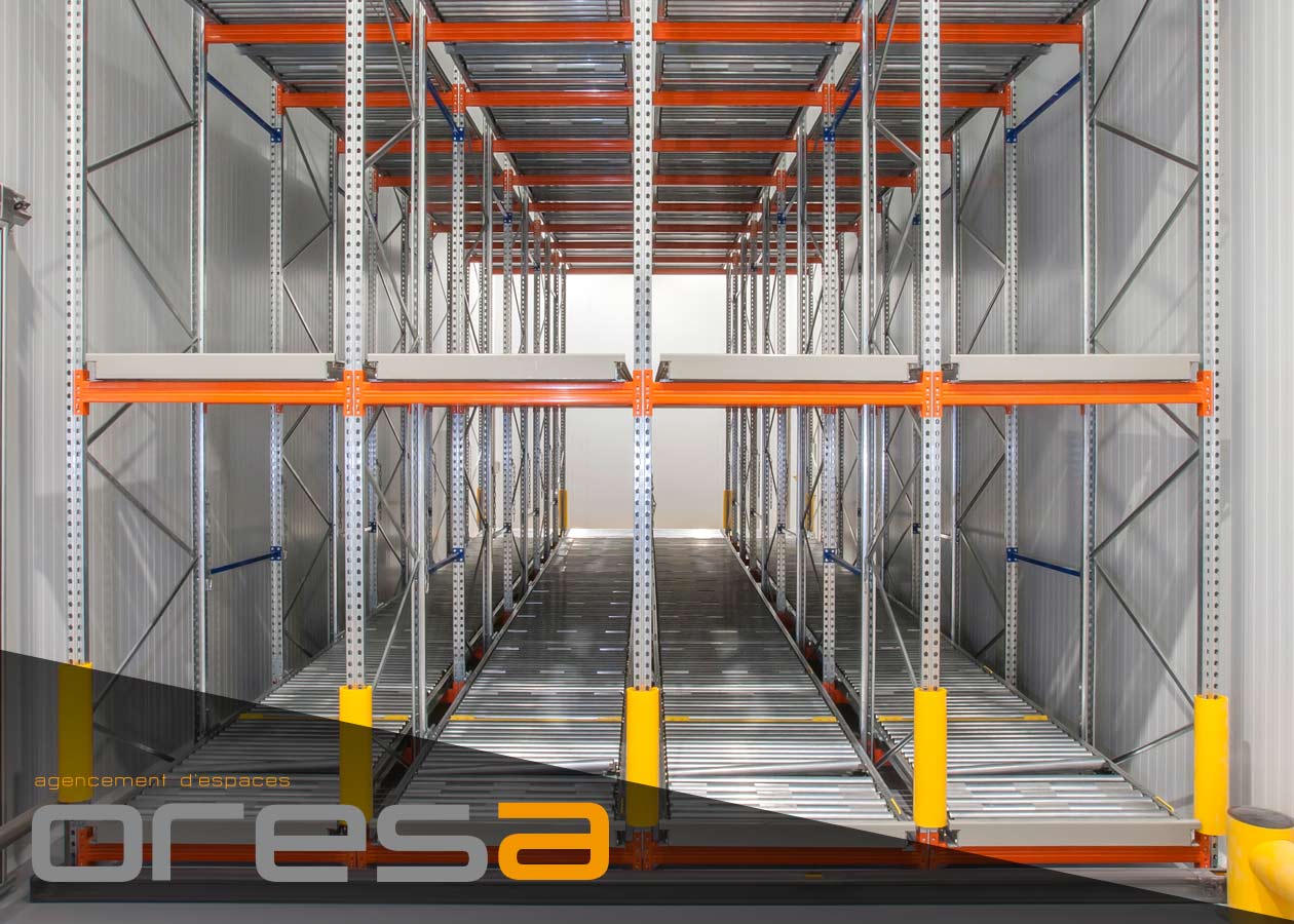 Rayonnage dynamique à palettes - Rayonnage lourd - Stockage - Oresa