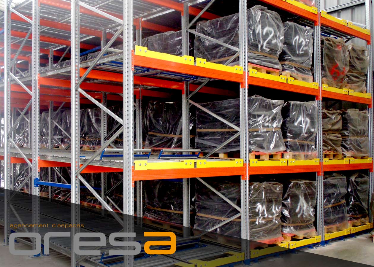 Rayonnage dynamique à palettes - Rayonnage lourd - Stockage - Oresa