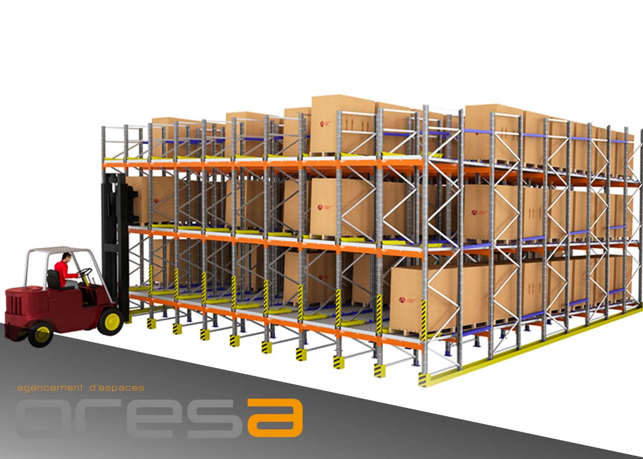 Rayonnage dynamique à palettes - Rayonnage lourd - Stockage - Oresa